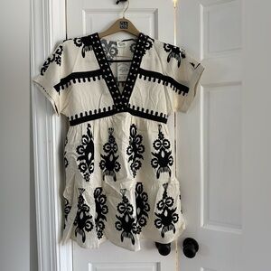 Black and White Embroidered Dress